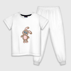 Детская пижама хлопок с принтом Зайка в Новосибирске, 100% хлопок |  брюки и футболка прямого кроя, без карманов, на брюках мягкая резинка на поясе и по низу штанин
 | дети | зайка | зайчик | милый | пижама