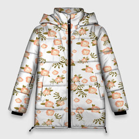 Женская зимняя куртка Oversize с принтом Цветы паттерн в Новосибирске, верх — 100% полиэстер; подкладка — 100% полиэстер; утеплитель — 100% полиэстер | длина ниже бедра, силуэт Оверсайз. Есть воротник-стойка, отстегивающийся капюшон и ветрозащитная планка. 

Боковые карманы с листочкой на кнопках и внутренний карман на молнии | 8 марта | floral | flowers | holiday | love | pattern | roses | woman day | любовь | праздник | розы | цветы