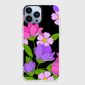 Чехол для iPhone 13 Pro Max с принтом Ночные цветы в Новосибирске,  |  | fashion | flowers | бабушка | букет | бутоны | весна | ветки | девушкам | дочь | зелень | лаванда | лепестки | лето | лилии | листья | лучшая | мама | ночь | пионы | подарок | поляна | природа | растения | розы