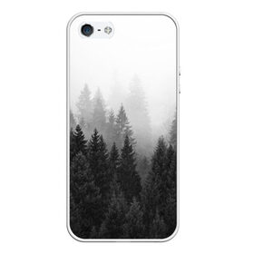 Чехол для iPhone 5/5S матовый с принтом Туманный лес в Новосибирске, Силикон | Область печати: задняя сторона чехла, без боковых панелей | tegunvteg | деревья | лес | листья | природа | темный лес | туман | туманный лес