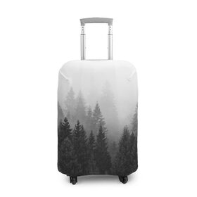 Чехол для чемодана 3D с принтом Туманный лес в Новосибирске, 86% полиэфир, 14% спандекс | двустороннее нанесение принта, прорези для ручек и колес | tegunvteg | деревья | лес | листья | природа | темный лес | туман | туманный лес