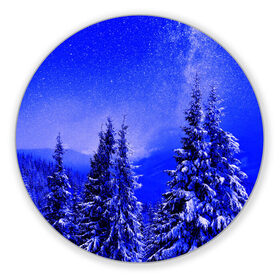 Коврик для мышки круглый с принтом Зимний лес в Новосибирске, резина и полиэстер | круглая форма, изображение наносится на всю лицевую часть | tegunvteg | деревья | зима | зимний лес | лес | листья | мороз | природа | снег | темный лес