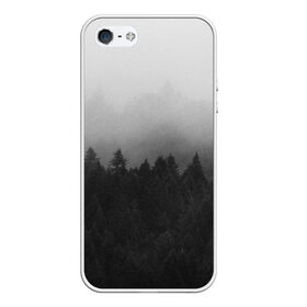 Чехол для iPhone 5/5S матовый с принтом Туманный лес в Новосибирске, Силикон | Область печати: задняя сторона чехла, без боковых панелей | tegunvteg | деревья | лес | листья | природа | темный лес | туман | туманный лес