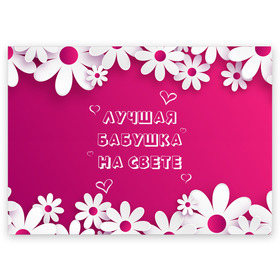 Поздравительная открытка с принтом ЛУЧШАЯ БАБУШКА НА СВЕТЕ в Новосибирске, 100% бумага | плотность бумаги 280 г/м2, матовая, на обратной стороне линовка и место для марки
 | 8 | day | flowers | girl | girlfriend | girls | heart | love | lovers | march | mommy | moms | women | womens | бабуля | бабушка | девушка | девушки | день | жена | женский | женщина | любовь | мама | мамуля | марта | ромашки | сердечки | сердце