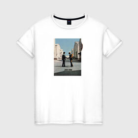 Женская футболка хлопок с принтом Pink Floyd в Новосибирске, 100% хлопок | прямой крой, круглый вырез горловины, длина до линии бедер, слегка спущенное плечо | pink floyd | wish you were here | альбом | музыка | пинк флойд | рок
