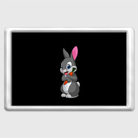 Магнит 45*70 с принтом ЗАЙКА в Новосибирске, Пластик | Размер: 78*52 мм; Размер печати: 70*45 | bunny | cartoon | hare | rabbit | белый | зайчик | заяц | кролик | морковка | мультик | серый