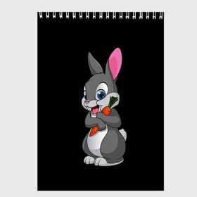 Скетчбук с принтом ЗАЙКА в Новосибирске, 100% бумага
 | 48 листов, плотность листов — 100 г/м2, плотность картонной обложки — 250 г/м2. Листы скреплены сверху удобной пружинной спиралью | bunny | cartoon | hare | rabbit | белый | зайчик | заяц | кролик | морковка | мультик | серый