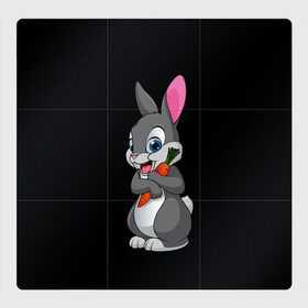 Магнитный плакат 3Х3 с принтом ЗАЙКА в Новосибирске, Полимерный материал с магнитным слоем | 9 деталей размером 9*9 см | bunny | cartoon | hare | rabbit | белый | зайчик | заяц | кролик | морковка | мультик | серый