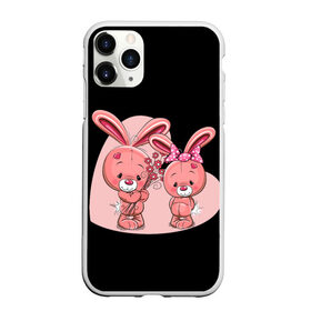 Чехол для iPhone 11 Pro матовый с принтом ЗАЙЧИКИ в Новосибирске, Силикон |  | bunny | cartoon | hare | rabbit | зайка | заяц | кролик | мультик | розовый | цветы