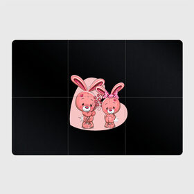 Магнитный плакат 3Х2 с принтом ЗАЙЧИКИ в Новосибирске, Полимерный материал с магнитным слоем | 6 деталей размером 9*9 см | bunny | cartoon | hare | rabbit | зайка | заяц | кролик | мультик | розовый | цветы