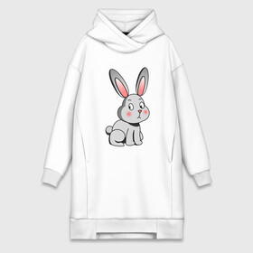 Платье-худи хлопок с принтом КРОЛИК в Новосибирске,  |  | bunny | cartoon | cute | hare | rabbit | зайка | заяц | кролик | милый | мультик