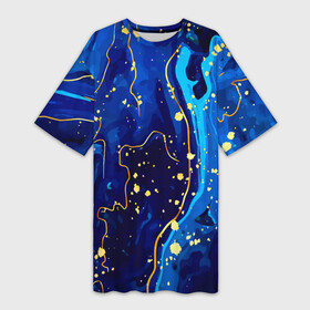 Платье-футболка 3D с принтом СИНИЙ ГРАНИТ в Новосибирске,  |  | Тематика изображения на принте: marble | абстракция | гранит | золото | золотой | камень | контраст | линии | позолочен | полосы. | синий гранит