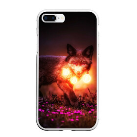 Чехол для iPhone 7Plus/8 Plus матовый с принтом Лисица с фонариками в Новосибирске, Силикон | Область печати: задняя сторона чехла, без боковых панелей | fox | foxy | животное | звери | лиса | лисенок | лисичка | милая | рыжая | фокс
