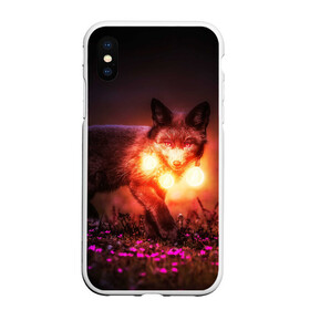 Чехол для iPhone XS Max матовый с принтом Лисица с фонариками в Новосибирске, Силикон | Область печати: задняя сторона чехла, без боковых панелей | fox | foxy | животное | звери | лиса | лисенок | лисичка | милая | рыжая | фокс