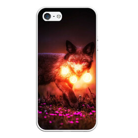Чехол для iPhone 5/5S матовый с принтом Лисица с фонариками в Новосибирске, Силикон | Область печати: задняя сторона чехла, без боковых панелей | fox | foxy | животное | звери | лиса | лисенок | лисичка | милая | рыжая | фокс