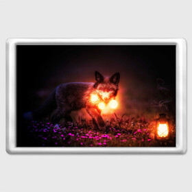 Магнит 45*70 с принтом Лисица с фонариками в Новосибирске, Пластик | Размер: 78*52 мм; Размер печати: 70*45 | fox | foxy | животное | звери | лиса | лисенок | лисичка | милая | рыжая | фокс