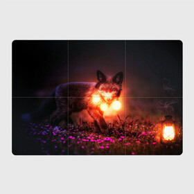 Магнитный плакат 3Х2 с принтом Лисица с фонариками в Новосибирске, Полимерный материал с магнитным слоем | 6 деталей размером 9*9 см | fox | foxy | животное | звери | лиса | лисенок | лисичка | милая | рыжая | фокс