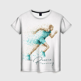 Женская футболка 3D с принтом Russia Running в Новосибирске, 100% полиэфир ( синтетическое хлопкоподобное полотно) | прямой крой, круглый вырез горловины, длина до линии бедер | running | russia | russia running | бег | россия