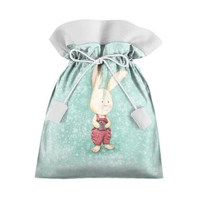 Подарочный 3D мешок с принтом Зайчик с подарком в Новосибирске, 100% полиэстер | Размер: 29*39 см | зайчик | зима | красный | малыш | новый год | подарок | ребенок | снежинка