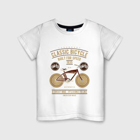 Детская футболка хлопок с принтом классический велосипед в Новосибирске, 100% хлопок | круглый вырез горловины, полуприлегающий силуэт, длина до линии бедер | Тематика изображения на принте: bike | байк | велосипед