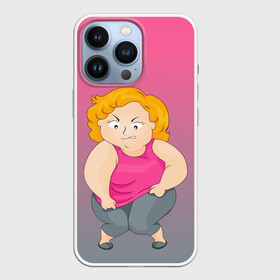 Чехол для iPhone 13 Pro с принтом широкая кость   мотивация в Новосибирске,  |  | блондинка | бодипозитив | девушка | диета | досада | женщина | злость | кость широкая | мотивация | пышка | пышная | спорт | тренировка | треня | фитнес | формы | шутка