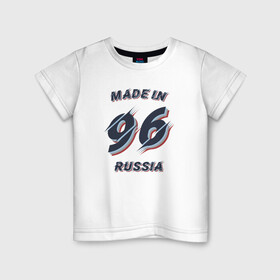 Детская футболка хлопок с принтом Рождённый в 1996 в Новосибирске, 100% хлопок | круглый вырез горловины, полуприлегающий силуэт, длина до линии бедер | 1996 | 96 | made in russia | год рождения | рождён в россии | рождённый в 1996 | россия | рф