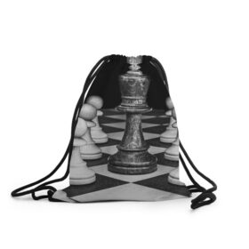 Рюкзак-мешок 3D с принтом Шахматы в Новосибирске, 100% полиэстер | плотность ткани — 200 г/м2, размер — 35 х 45 см; лямки — толстые шнурки, застежка на шнуровке, без карманов и подкладки | доска | игра | игровая | игры | короли | король | логика | настольная | настольные | пешка | пешки | спорт | туча | шахматный | шахматы