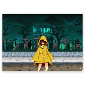 Поздравительная открытка с принтом Little Nightmares 2 в Новосибирске, 100% бумага | плотность бумаги 280 г/м2, матовая, на обратной стороне линовка и место для марки
 | little nightmares | страшилка | страшная игра | ужас | хоррор