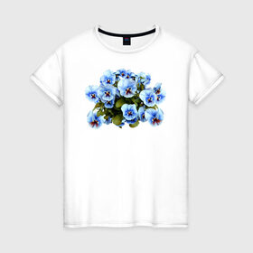 Женская футболка хлопок с принтом Цветочки в Новосибирске, 100% хлопок | прямой крой, круглый вырез горловины, длина до линии бедер, слегка спущенное плечо | анютины глазки | девушкам | женщинам | красота | цветочки | цветы