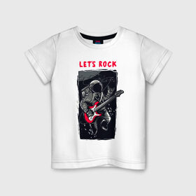 Детская футболка хлопок с принтом Lets Rock в Новосибирске, 100% хлопок | круглый вырез горловины, полуприлегающий силуэт, длина до линии бедер | гитара | космонавт | космос | рок | скафандр