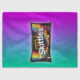 Плед 3D с принтом Skittles | Черный в Новосибирске, 100% полиэстер | закругленные углы, все края обработаны. Ткань не мнется и не растягивается | black | skittles | sweet heat | градиент | зеленый | радуга | розовый | синий | скитлс | черный