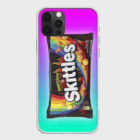 Чехол для iPhone 12 Pro Max с принтом Skittles | Черный в Новосибирске, Силикон |  | Тематика изображения на принте: black | skittles | sweet heat | градиент | зеленый | радуга | розовый | синий | скитлс | черный