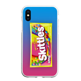 Чехол для iPhone XS Max матовый с принтом Skittles | Желтый в Новосибирске, Силикон | Область печати: задняя сторона чехла, без боковых панелей | skittles | sweet sours | yellow | градиент | желтый | красный | радуга | розовый | синий | скитлс | фиолетовый