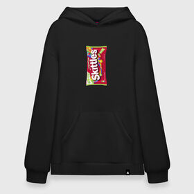 Худи SuperOversize хлопок с принтом Skittles | Красный в Новосибирске, 70% хлопок, 30% полиэстер, мягкий начес внутри | карман-кенгуру, эластичная резинка на манжетах и по нижней кромке, двухслойный капюшон
 | limited edition | long lost time | red | skittles | красный | скитлс