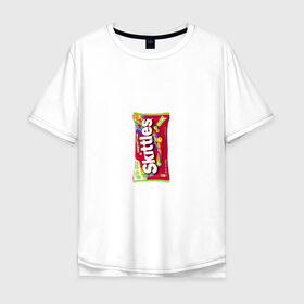 Мужская футболка хлопок Oversize с принтом Skittles | Красный в Новосибирске, 100% хлопок | свободный крой, круглый ворот, “спинка” длиннее передней части | limited edition | long lost time | red | skittles | красный | скитлс