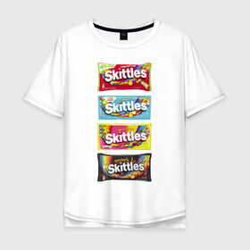 Мужская футболка хлопок Oversize с принтом Skittles | Разнообразие в Новосибирске, 100% хлопок | свободный крой, круглый ворот, “спинка” длиннее передней части | 4 штуки | freeze pop | limited edition | long lost time | original | skittles | sweet heat | sweet sours | желтый | красный | ориджинл | разнообразие | синий | скитлс | черный