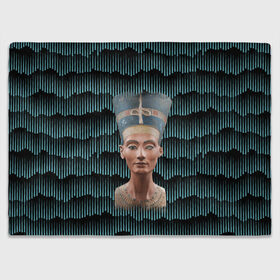 Плед 3D с принтом Нефертити в Новосибирске, 100% полиэстер | закругленные углы, все края обработаны. Ткань не мнется и не растягивается | Тематика изображения на принте: африка | божества | волны | геометрия | египет | маска | нефертити | фараон | царица