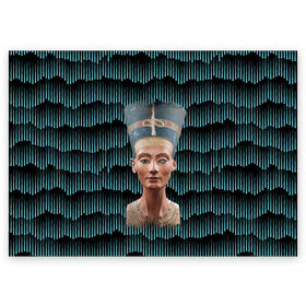 Поздравительная открытка с принтом Нефертити в Новосибирске, 100% бумага | плотность бумаги 280 г/м2, матовая, на обратной стороне линовка и место для марки
 | Тематика изображения на принте: африка | божества | волны | геометрия | египет | маска | нефертити | фараон | царица