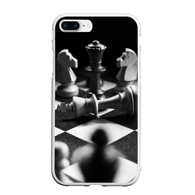 Чехол для iPhone 7Plus/8 Plus матовый с принтом Шахматы в Новосибирске, Силикон | Область печати: задняя сторона чехла, без боковых панелей | доска | игра | игровая | игры | конь | короли | король | ладья | логика | настольная | настольные | пешка | пешки | спорт | туча | ферзь | шахматный | шахматы
