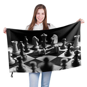 Флаг 3D с принтом Шахматы в Новосибирске, 100% полиэстер | плотность ткани — 95 г/м2, размер — 67 х 109 см. Принт наносится с одной стороны | Тематика изображения на принте: доска | игра | игровая | игры | конь | короли | король | ладья | логика | настольная | настольные | пешка | пешки | спорт | туча | ферзь | шахматный | шахматы