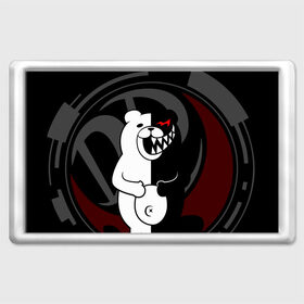 Магнит 45*70 с принтом MONOKUMA | МОНОКУМА | DANGANRO в Новосибирске, Пластик | Размер: 78*52 мм; Размер печати: 70*45 | anime | bear | black  white | danganronpa | kurokuma | monodam | monokuma | monomi | monotaro | rabbit | school | shirokuma | аниме | главарь | мoноми | монокума | черно белый | школа