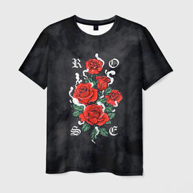Мужская футболка 3D с принтом РОЗЫ | ROSES SMOKE в Новосибирске, 100% полиэфир | прямой крой, круглый вырез горловины, длина до линии бедер | chery | flowers | japan | roses | sakura | вишня | растения | розы | ромашка | сакура | тюльпаны | цветы | цветы сакуры | япония