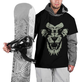 Накидка на куртку 3D с принтом Сердитый лев в Новосибирске, 100% полиэстер |  | angry | lion | predator | лев | сердитый | хищник