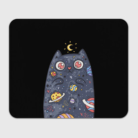 Коврик для мышки прямоугольный с принтом КОСМИЧЕСКИЙ КОТ в Новосибирске, натуральный каучук | размер 230 х 185 мм; запечатка лицевой стороны | Тематика изображения на принте: артемис | астероиды | вселенная | галактика | диана | звезды | кометы | космос | кот | котенок | котик | луна | месяц | ночь | планеты | сейлор мун | туманность | черная кошка