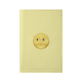 Обложка для паспорта матовая кожа с принтом светлая луна в Новосибирске, натуральная матовая кожа | размер 19,3 х 13,7 см; прозрачные пластиковые крепления | луна | любовь | пара | смайлик | темный | эмоджи
