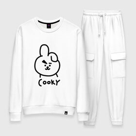 Женский костюм хлопок с принтом COOKY | BTS в Новосибирске, 100% хлопок | на свитшоте круглая горловина, мягкая резинка по низу. Брюки заужены к низу, на них два вида карманов: два 