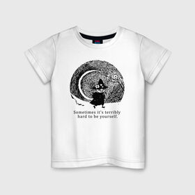 Детская футболка хлопок с принтом Snafkin в Новосибирске, 100% хлопок | круглый вырез горловины, полуприлегающий силуэт, длина до линии бедер | moominmamma | moominpappa | moomintroll | snafkin | муми тролль | муми цитаты | снусмумрик | цитаты