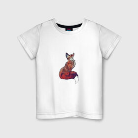 Детская футболка хлопок с принтом Геометрическая лиса в Новосибирске, 100% хлопок | круглый вырез горловины, полуприлегающий силуэт, длина до линии бедер | бохо | геометрическая лиса | геометрия | лиса | лисичка