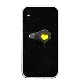 Чехол для iPhone XS Max матовый с принтом Сердце в лампе в Новосибирске, Силикон | Область печати: задняя сторона чехла, без боковых панелей | dark | звезды | космос | лампочка | сердце