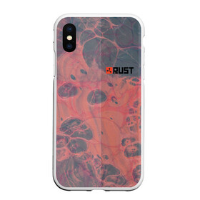 Чехол для iPhone XS Max матовый с принтом Rust | Красная текстура Раст в Новосибирске, Силикон | Область печати: задняя сторона чехла, без боковых панелей | farm | online | raid | rust | steam | игра | краски | лого | оружие | разводы | раст | растер | рейд | рейдер | стим | фарм | фармила